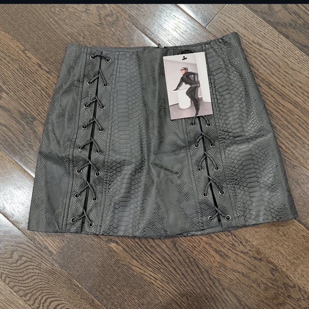 Naked Wardrobe Gray Snake Print Mini Skirt